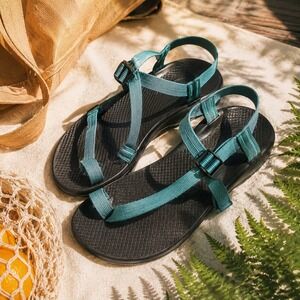 Chaco Z/Cloud 2 Sandals Women Size 11 Teal Blue Strappy Toe Loop Hiking Gorpcore